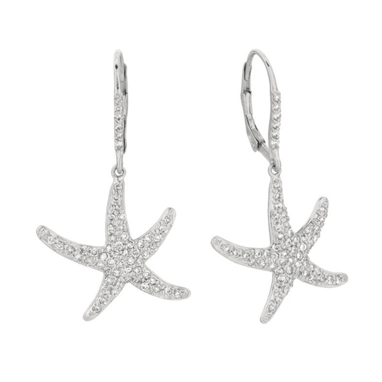 1.20 Carat Natural Diamond Starfish Earrings G SI 14K White Gold