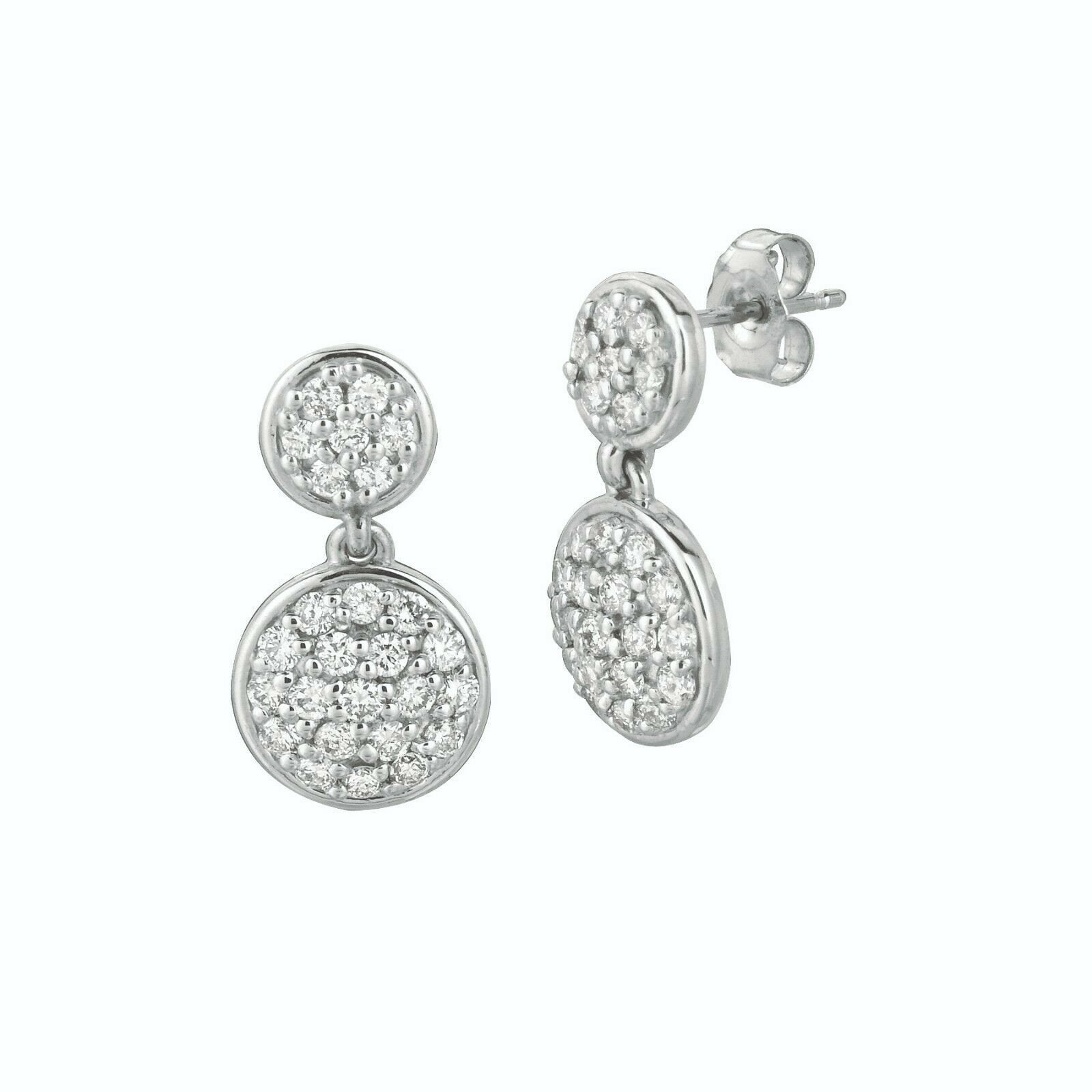 1.05 Ct Natural Diamond Round Drop Earrings G SI 14K White Gold