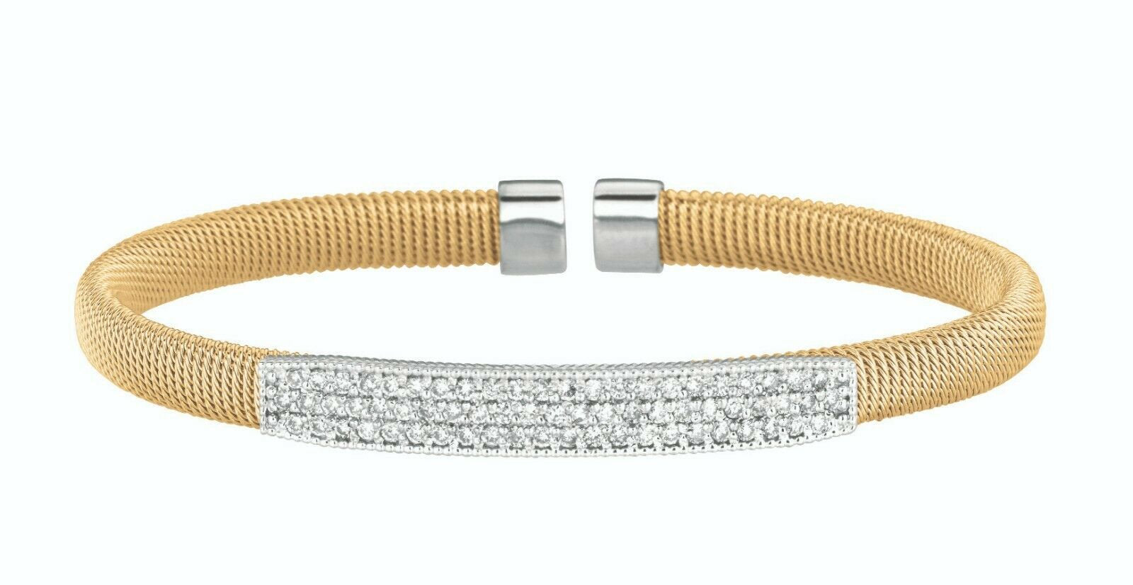 1.00 Carat Natural Diamond Fancy Bangle Bracelet G-H SI 14K White Gold 7''