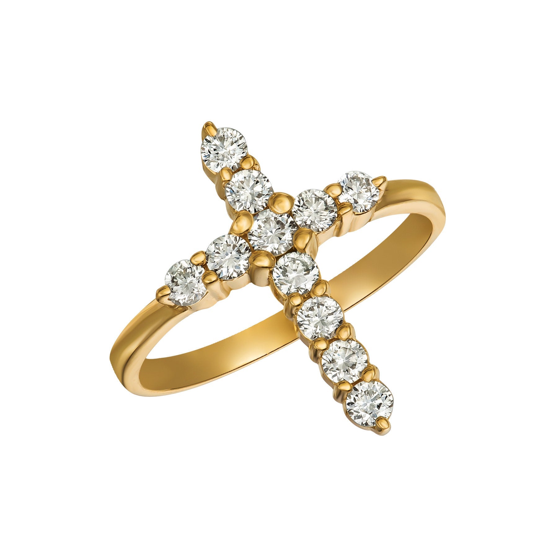 0.15 Carat Natural Diamond Cross Ring G SI 14K White Gold