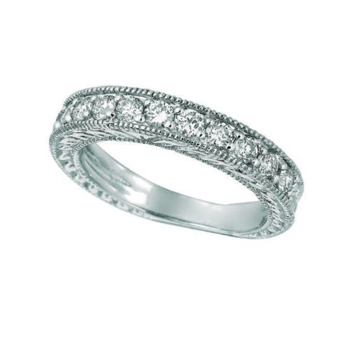 0.80 Carat Natural Diamond Stack Ring Band G SI 14K White Gold