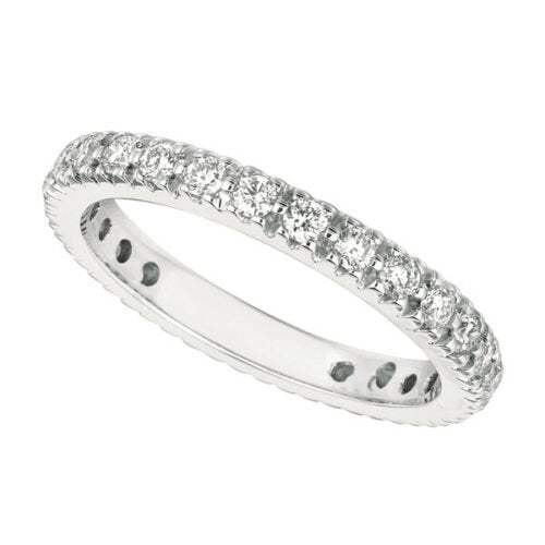 0.75 Carat Natural Diamond Eternity Ring Band G SI 14K White Gold