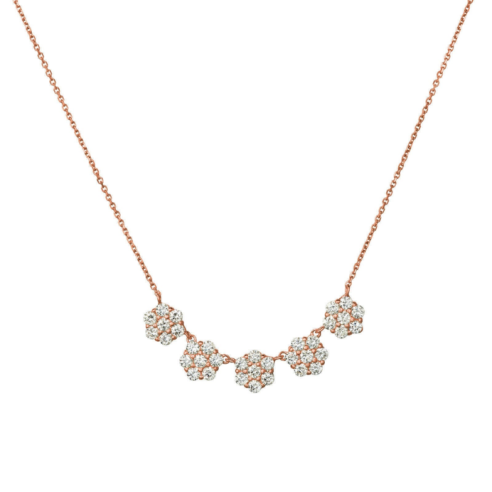 2.00 Carat Natural Diamond Flower Necklace Pendant 14K Yellow Gold 18'' chain