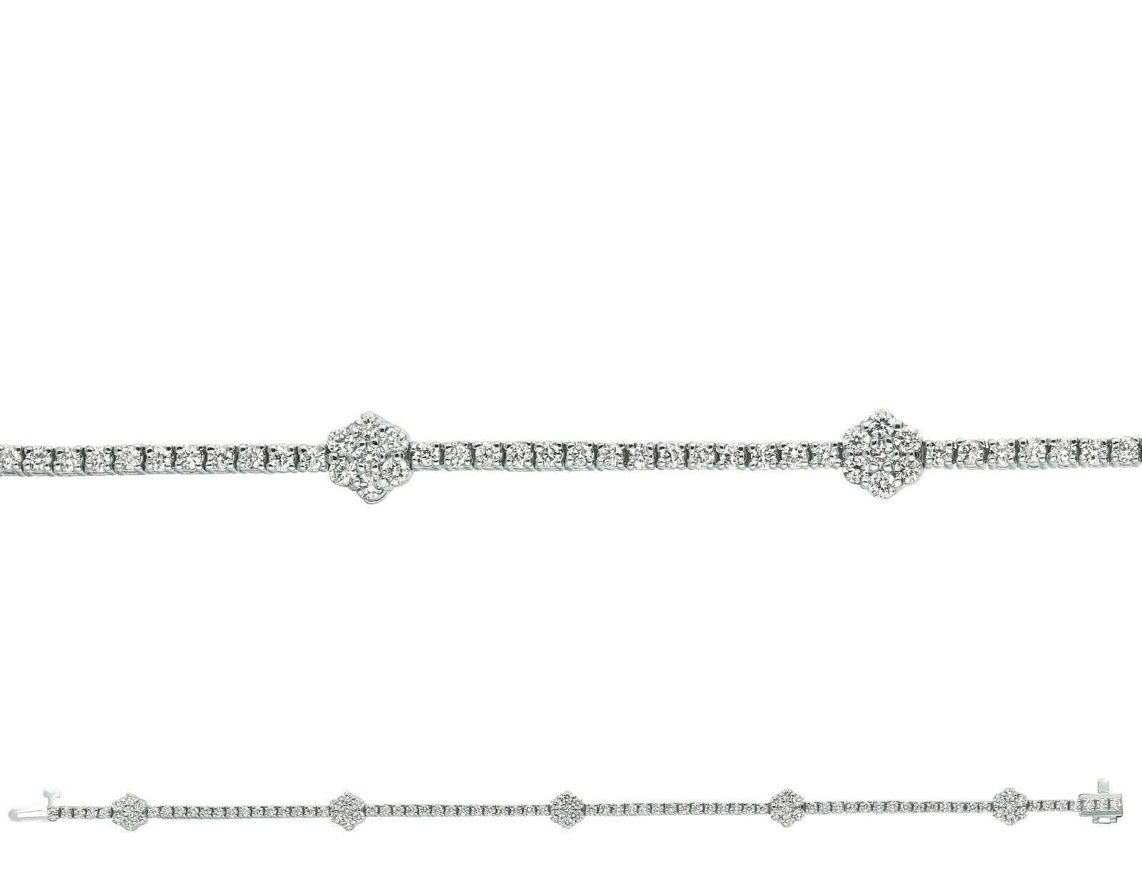 2.75 Carat Natural Diamond Flowers Bracelet G SI 14K White Gold 7''