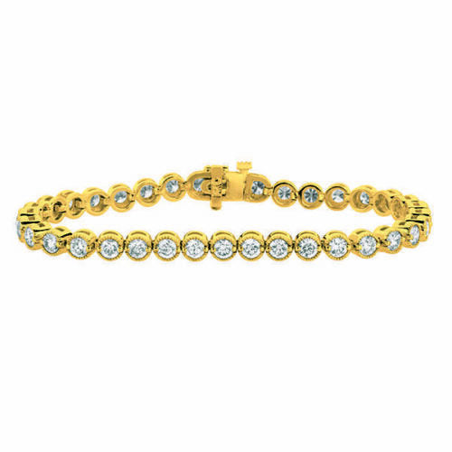 4.00 Carat Natural Diamond Bracelet G SI 14K Yellow Gold 7 inches