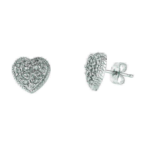 0.50 Carat Natural Diamond Heart Earrings G SI 14K Yellow Gold