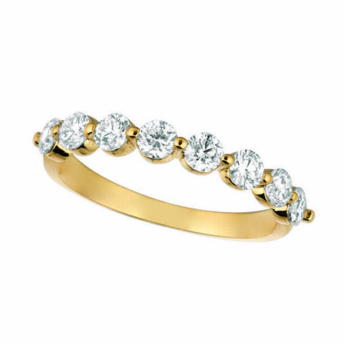 1.00 Carat Natural Diamond Ring G SI 14K Yellow Gold 8 stones