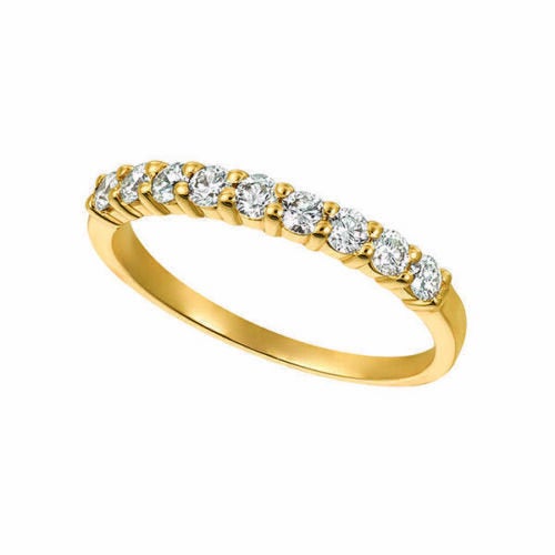 0.50 Carat 9 Stone Natural Diamond Ring G SI 14K Yellow Gold