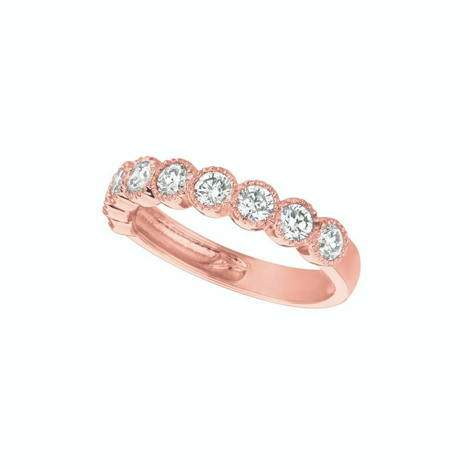 1.00 Carat Natural Diamond Ring G SI 14K Rose Gold 9 stones 3mm width