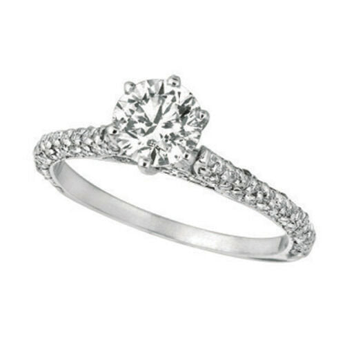 1.55 Carat Natural Diamond Engagement Ring G SI 14K White Gold