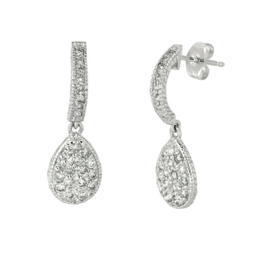 0.60 Carat Natural Diamond Pear Shape Drop Earrings G SI 14K White Gold
