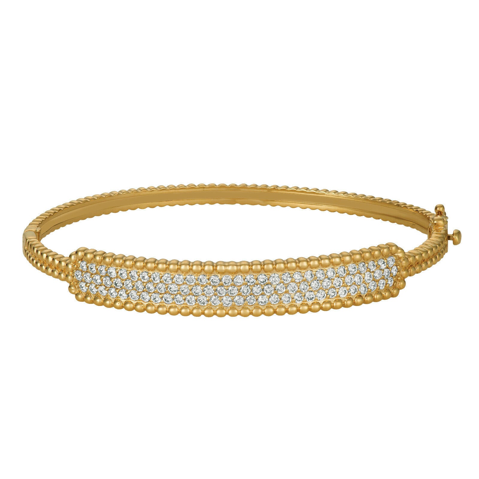 1.50 Carat Natural Diamond Bubble Bangle Bracelet G SI 14K Yellow Gold 7''