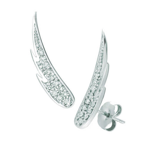 Natural Diamond Angel Wing Earrings G SI 14K White Gold 0.25 Carat