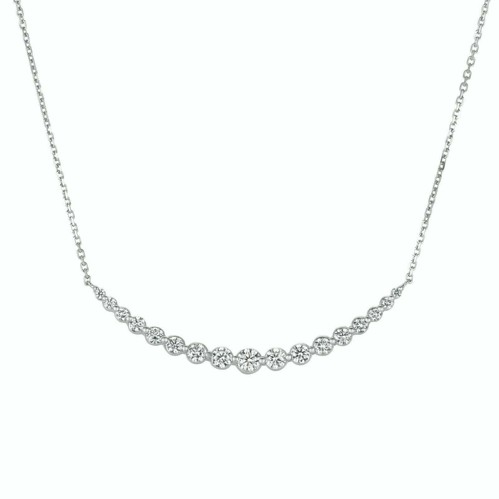 1.35 Carat Natural Diamond Necklace 14K White Gold G SI 18 inches chain