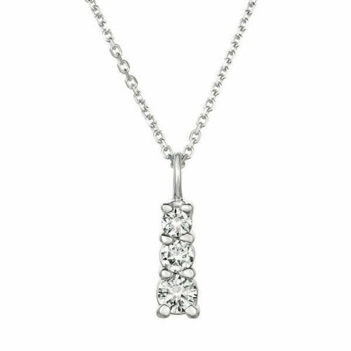 0.80 Carat Natural Diamond Necklace Pendant 14K White Gold G SI 18 inches chain