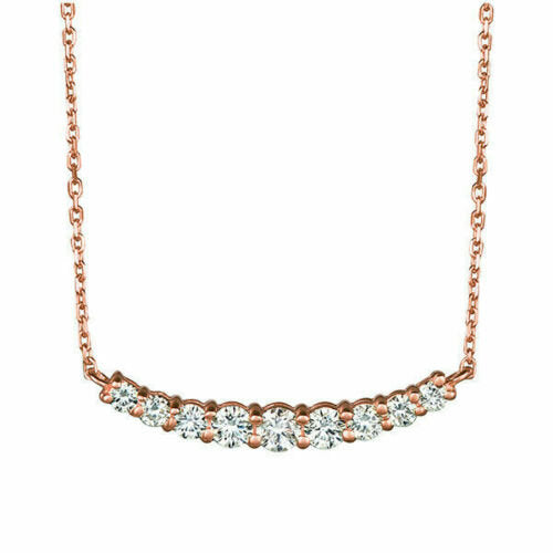 0.50 Carat Natural Diamond Necklace 14K Rose Gold G SI 9 stones 18 inches