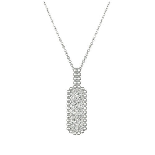 0.50 Ct  Natural Diamond Dog Tag Necklace 14K White Gold G SI
