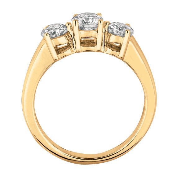 1.00 Carat 3 Stone Natural Diamond Ring G SI 14K White Gold
