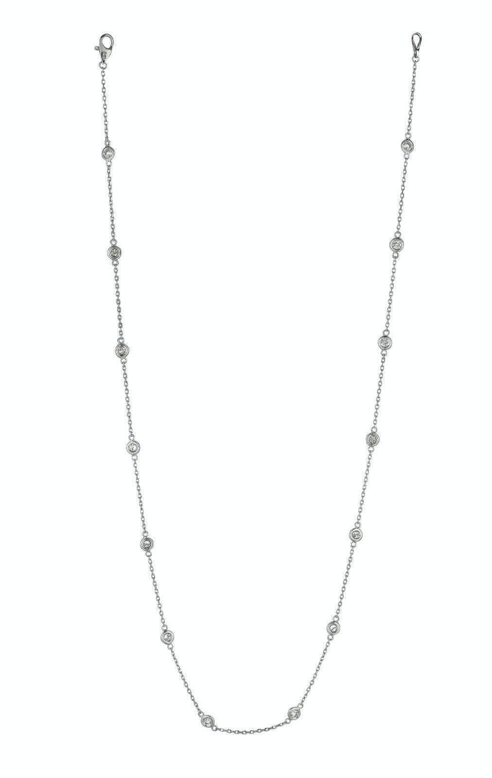 2.00 Carat Natural Diamond by the Yard Necklace G SI 14K White Gold 28 stones 36 inches