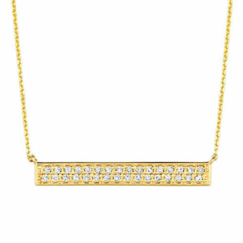 0.40 Carat Natural Diamond Bar Necklace 14K Yellow Gold G SI 18 inches chain