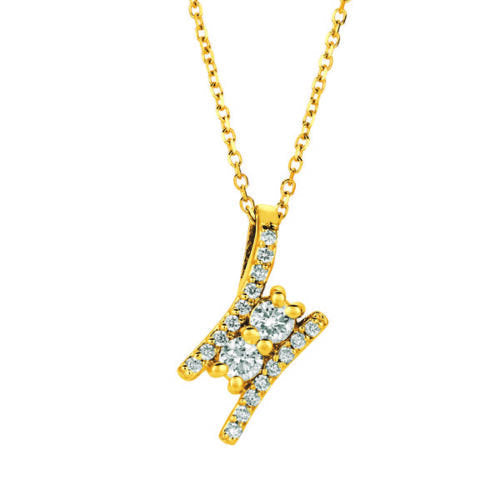 0.50 Carat Natural Diamond Two Stone Style Necklace 14K Yellow Gold G SI