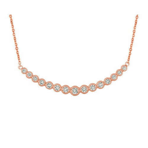 1.00 Carat Natural Diamond Necklace 14K Rose Gold G SI 18 inches chain