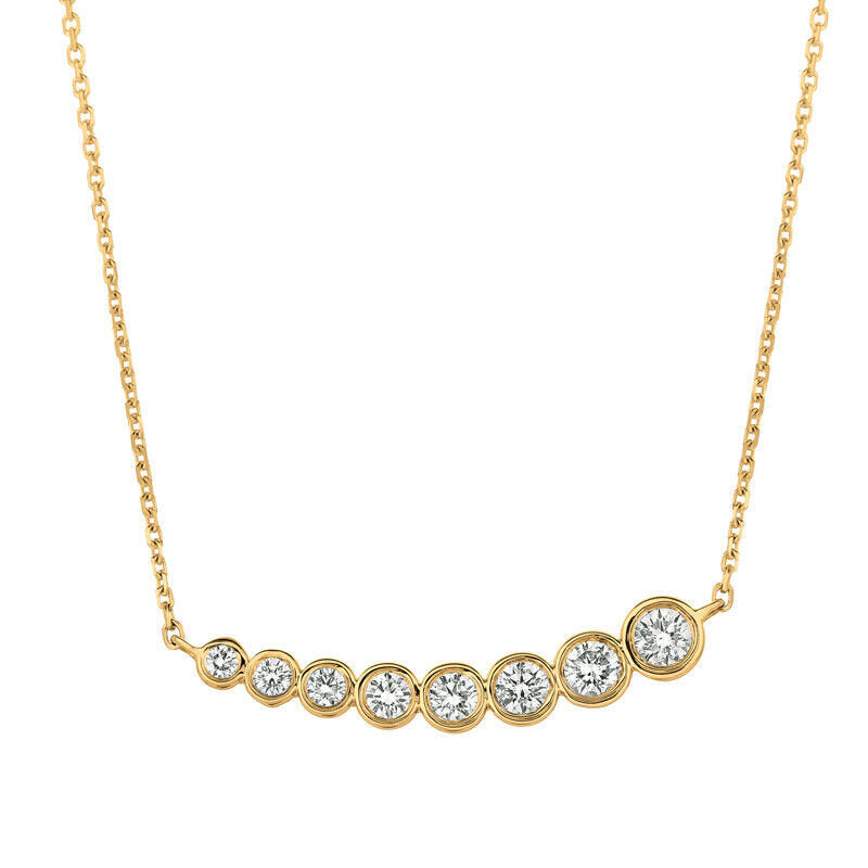 1.00 Carat Natural Diamond Bezel Necklace Pendant 14K Yello Gold G SI 18'' chain