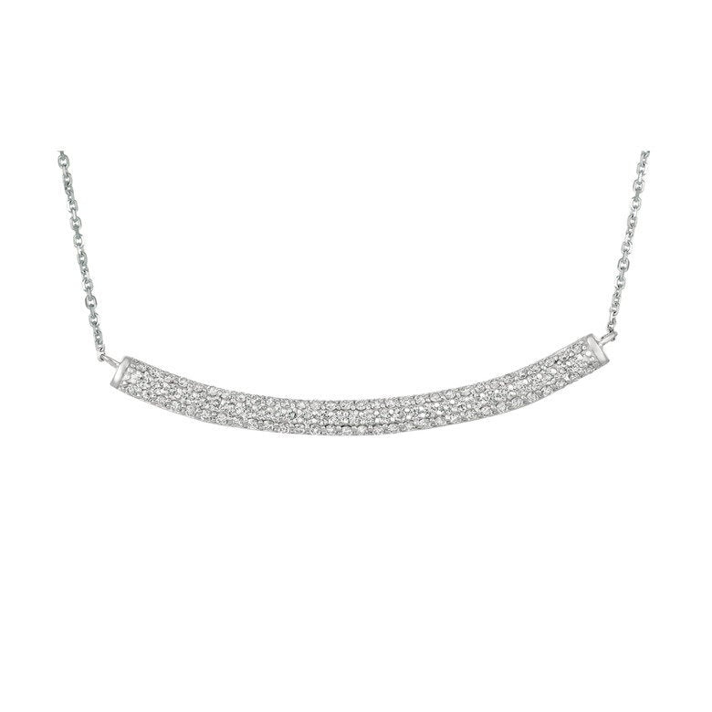1.00 Carat Natural Diamond Bar Necklace 14K White Gold G SI 18 inches chain