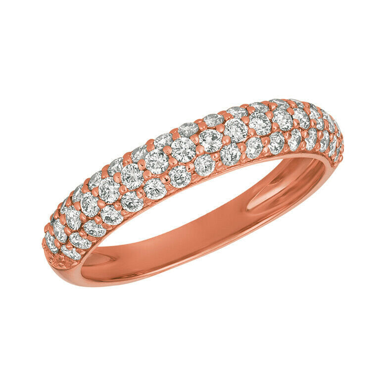 0.75 Carat Natural Diamond Ring Band G SI 14K Rose Gold