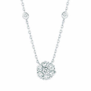 1.75 Carat Natural Diamond Flower & Bezel Pendant 14K White Gold G SI 18'' chain