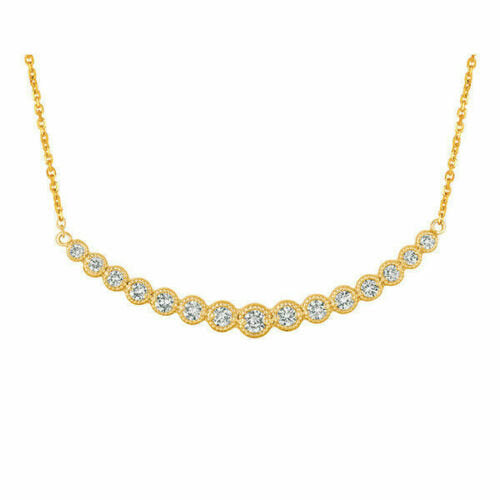 1.00 Carat Natural Diamond Necklace 14K Yellow Gold G SI 18 inches chain