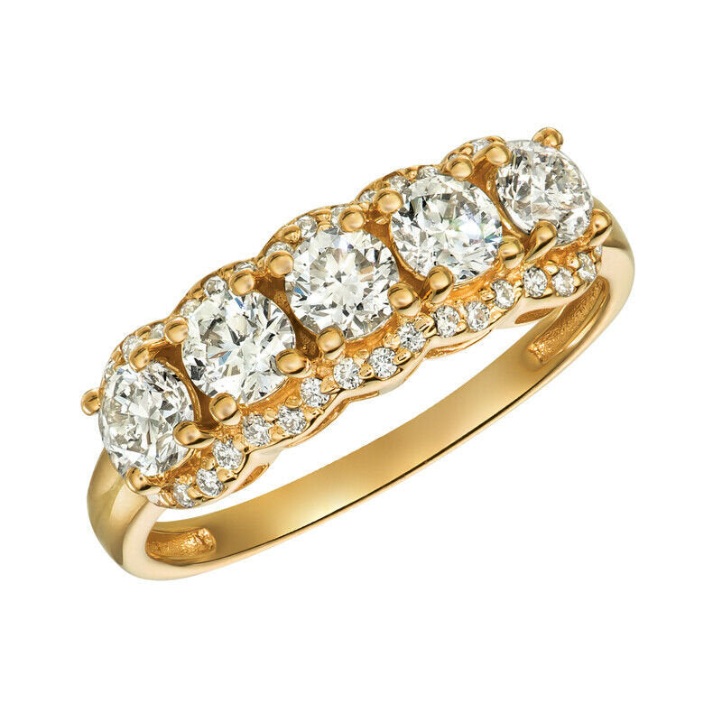 1.25 Carat Natural Diamond Ring Band G SI 14K Yellow Gold