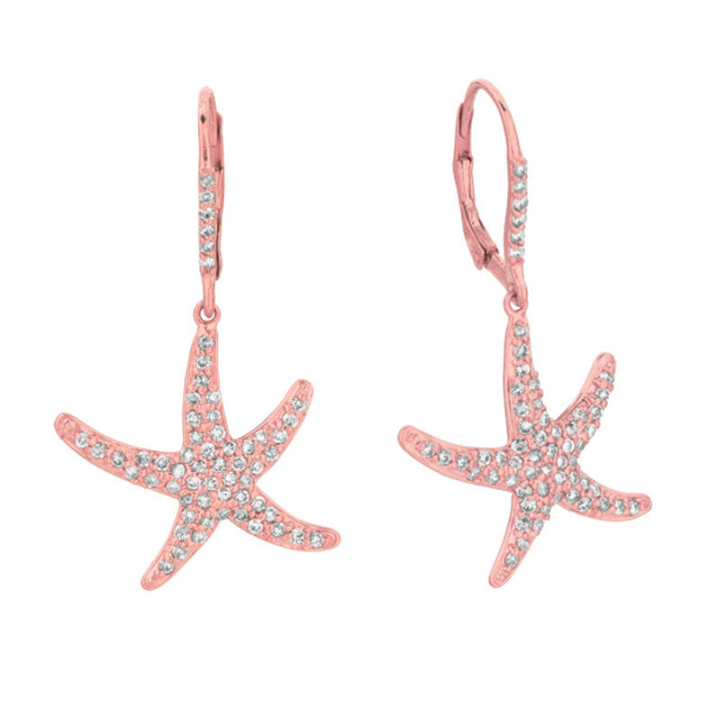 1.20 Carat Natural Diamond Starfish Earrings G SI 14K White Gold