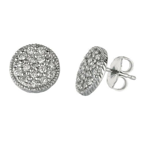 0.65 Carat Natural Diamond Pave Earrings G SI 14K White Gold