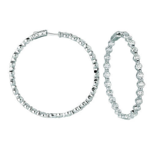 10.00 Carat Natural Diamond Hoop Earrings G SI 14K White Gold 20 pts each