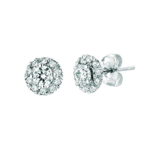 0.80 Carat Natural Diamond Stud Earrings G SI 14K White Gold