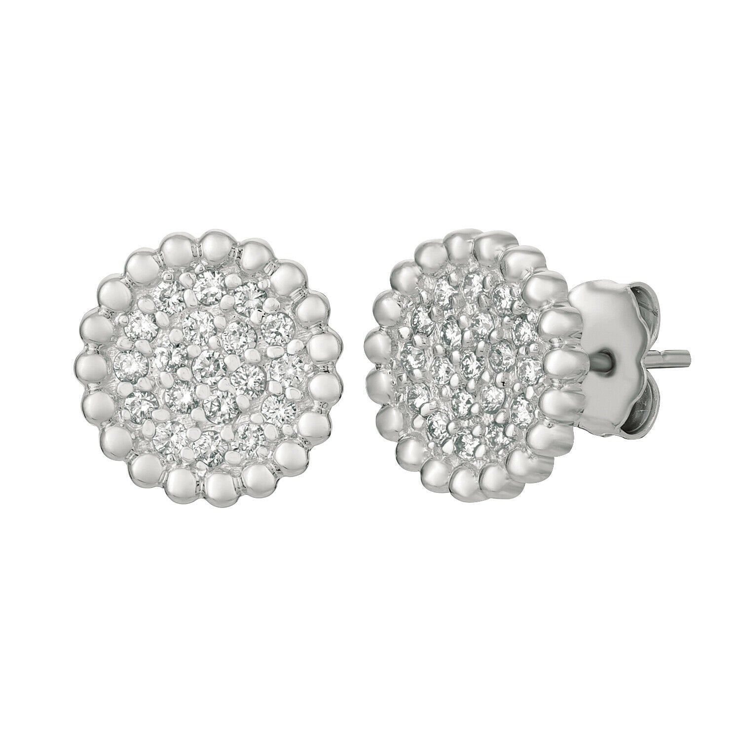0.40 Carat Natural Diamond Earrings G SI 14K White Gold Bubble Collection