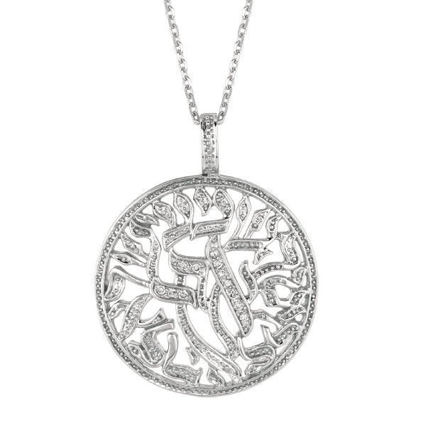 0.12 Carat Natural Diamond Necklace 14K White Gold G-H SI 18''