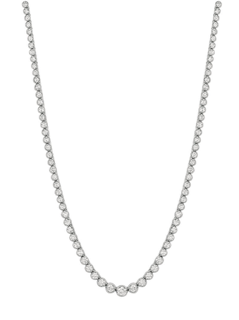 7.05 Carat Natural Diamond Graduated Necklace 14K White Gold G-H SI 16'' 21 grams