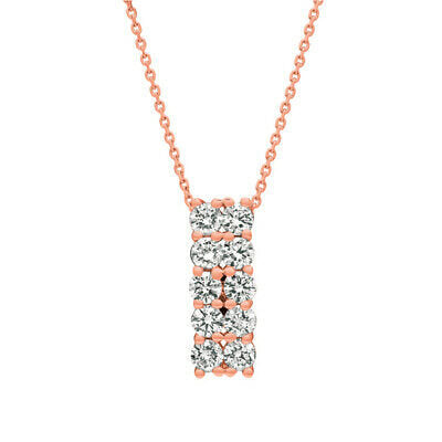 1.55 Carat Natural Diamond Two Rows Necklace 14K Rose Gold G-H SI 18''