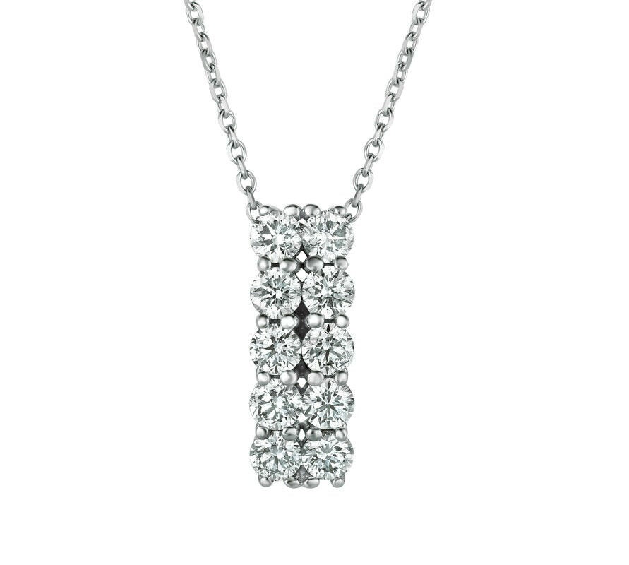2.00 Carat Natural Diamond Two Rows Necklace 14K White Gold G-H SI 18''