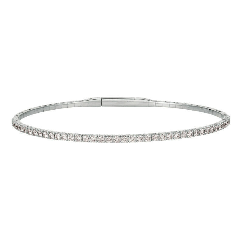 3.00 Carat Natural Diamond Flexible Bracelet Bangle G-H SI 14K White Gold 7''