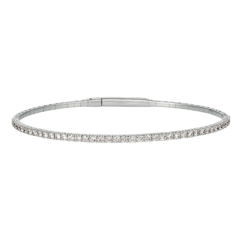 2.00 Carat Natural Diamond Flexible Bracelet Bangle G-H SI 14K White Gold 7''