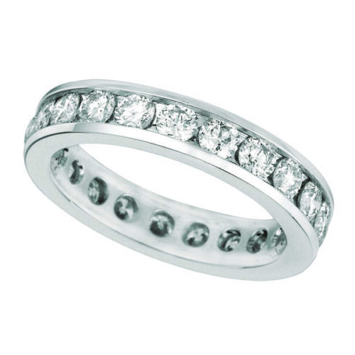 2.25 Carat Natural Diamond Eternity Channel set Ring Band 4 mm 14K White Gold