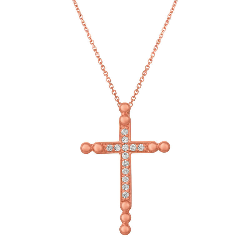 0.25 Carat Natural Diamond Cross Pendant Necklace 14K Yellow Gold G SI 18'' chain