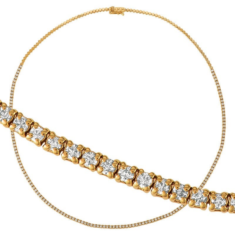 2.00 Carat Diamond Necklace G SI 14K Yellow Gold 16 inches 140 diamonds 12 grams