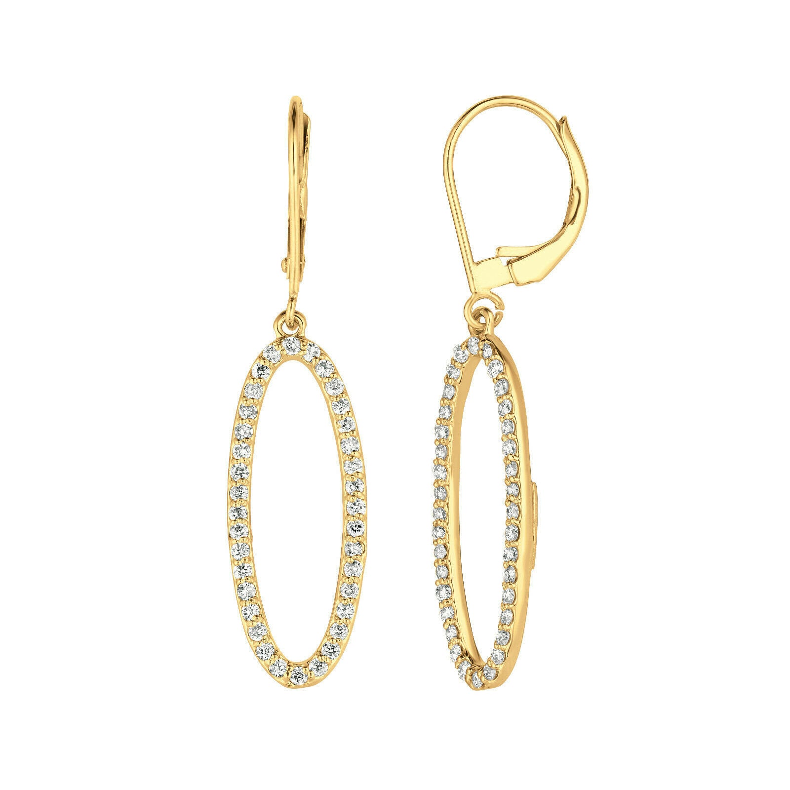 0.75 Carat Natural Diamond Earrings G SI 14K Yellow Gold
