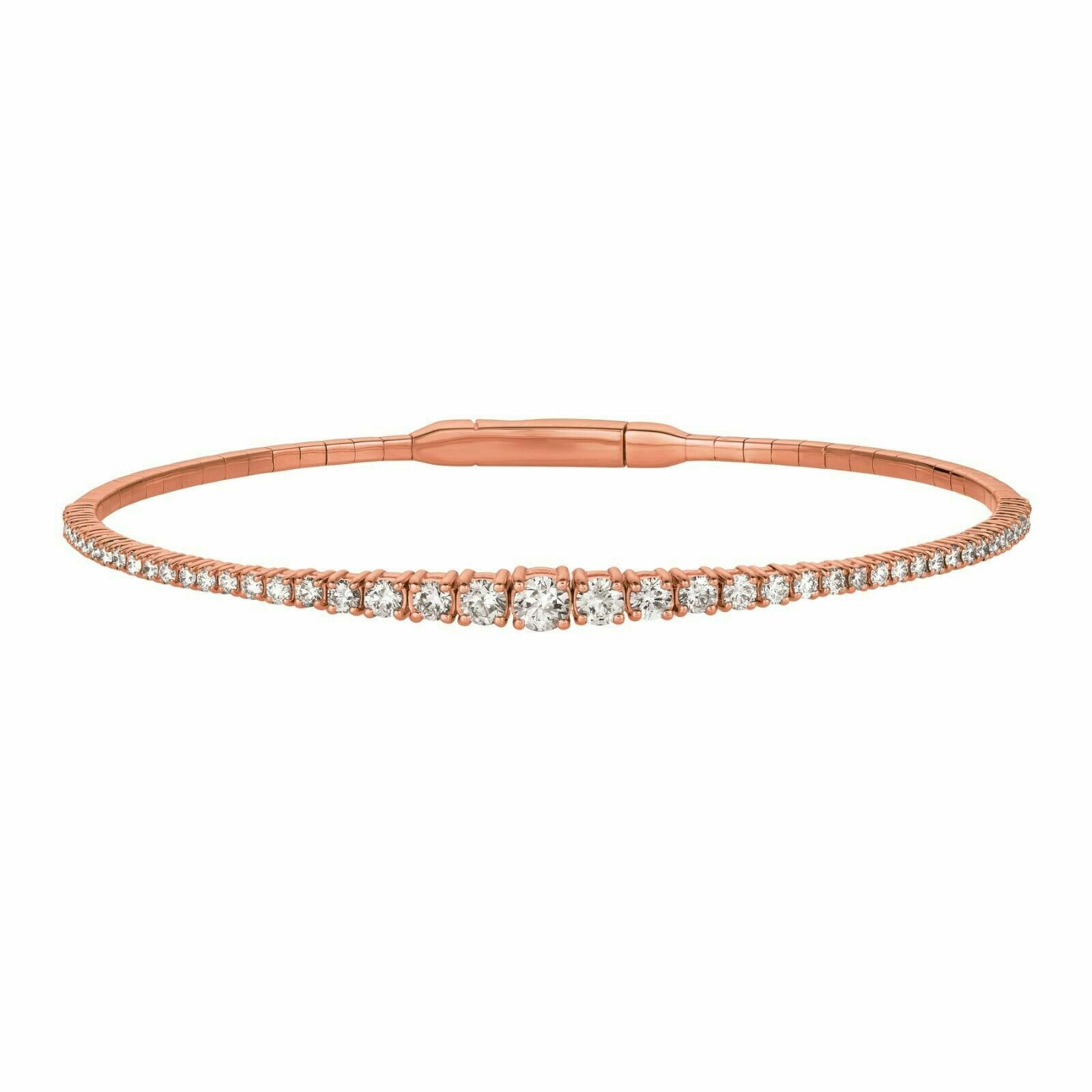 1.25 Carat Natural Diamond Flexible Tennis Bracelet G SI 14K Rose Gold 7''
