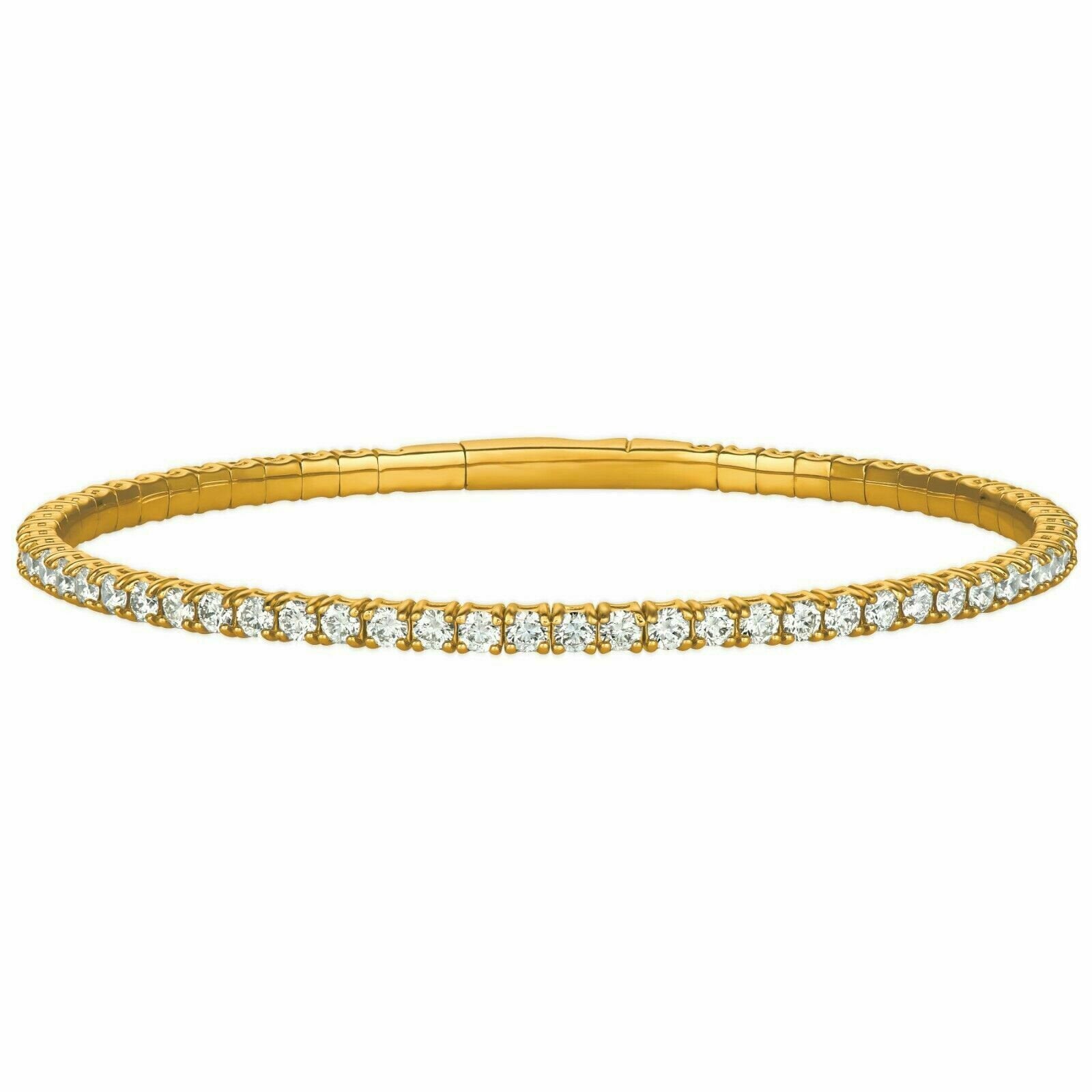 3.00 Carat Natural Diamond Flexible Bracelet Bangle G SI 14K Yellow Gold 7''