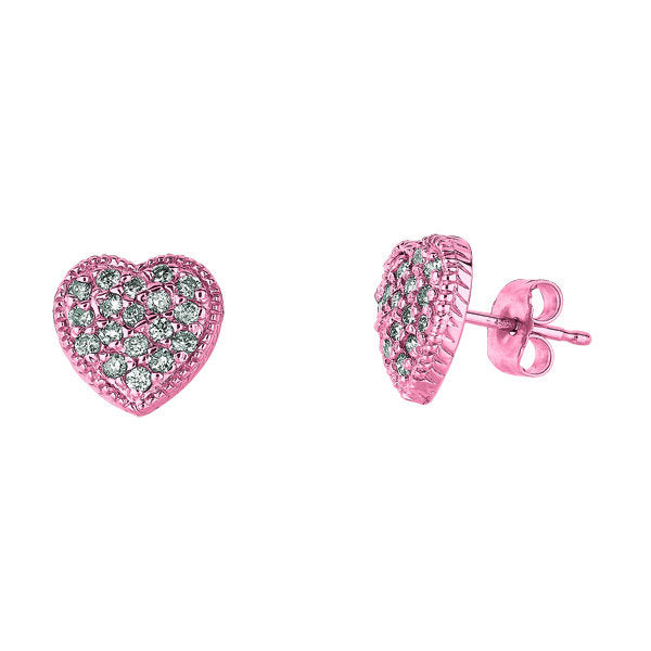 0.50 Carat Natural Diamond Heart Earrings G SI 14K Yellow Gold